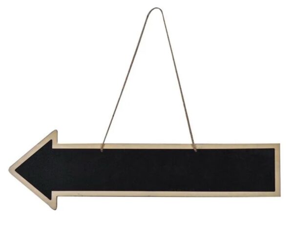 Personalizare - Indicator Decorativ Petrecere Sageata din Lemn cu Tabla Neagra 50cm